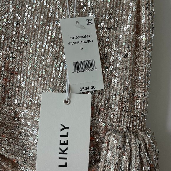 Emile Sequined Gown by Likely (champagne/gold colour) Size 6 - Picture 5 of 8